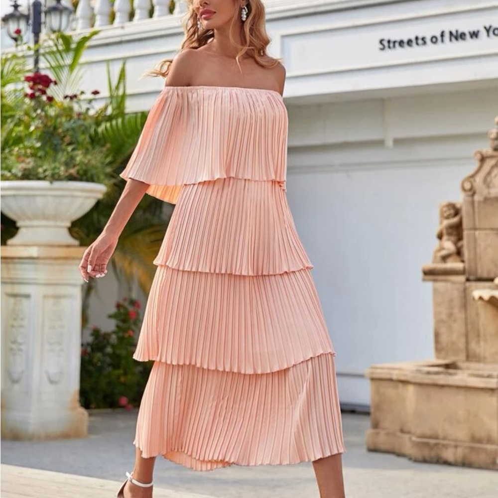 Pink off the shoulder dress